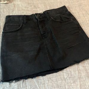 Raw Edge Black Denim Skirt